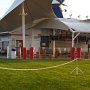 lawn in front of Glass Blowing area