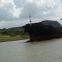 this container ship is coming through empty