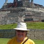 Suzanne in front of San Felipe de Barajas fort