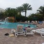 The pool, it is a large pool that services the 3 buildings